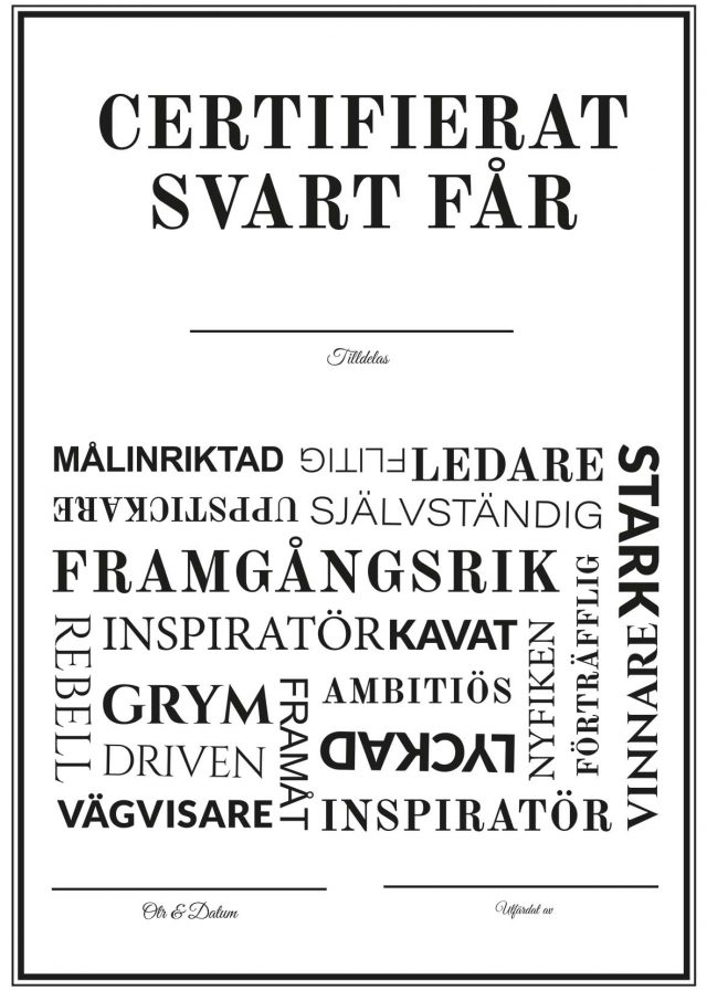 Certifierad Svart Får