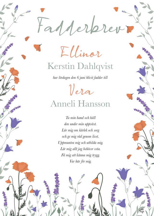 Blomsteräng, Fadderbrev