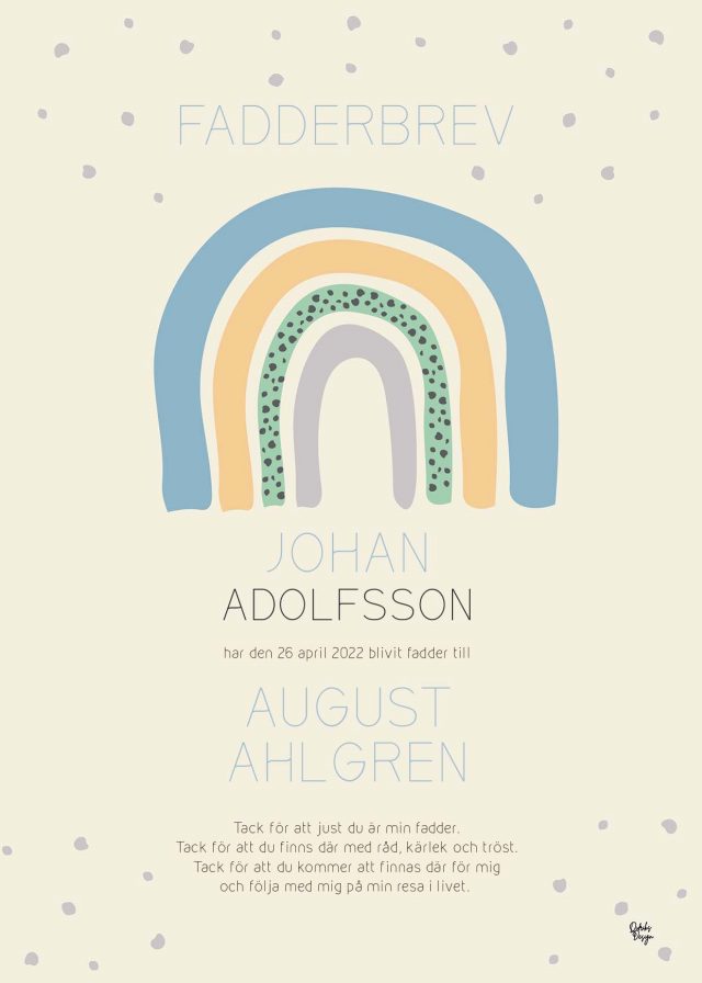 Blå Regnbåge, Fadderbrev