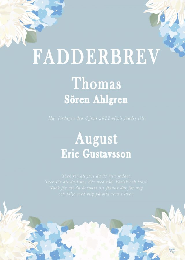 Blå Hortensia, Fadderbrev