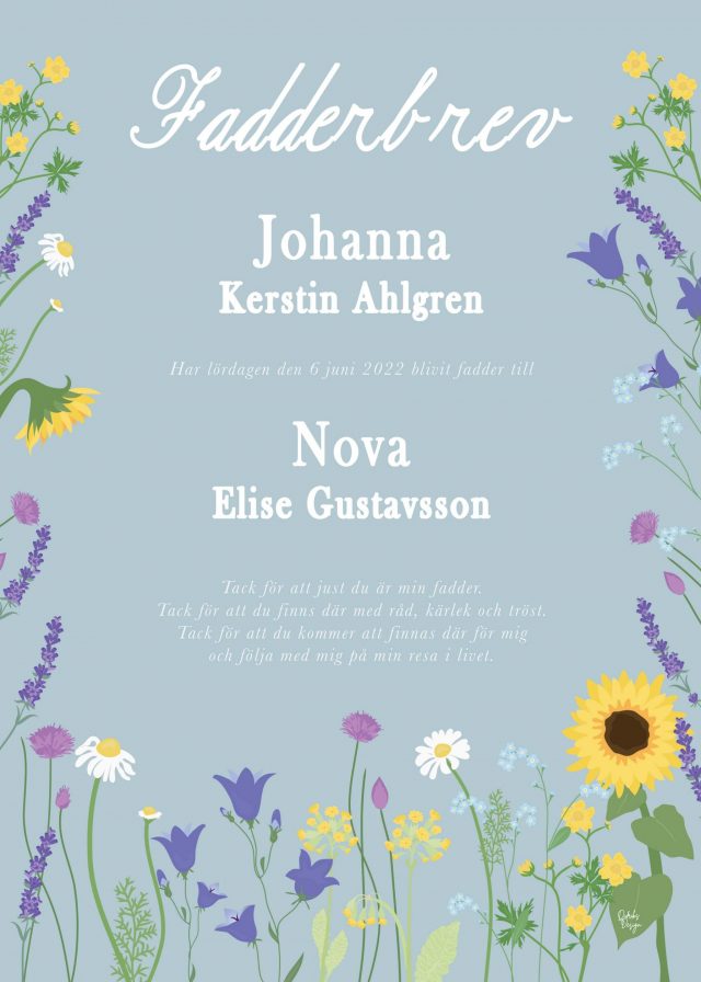 blå sommarang, fadderbrev